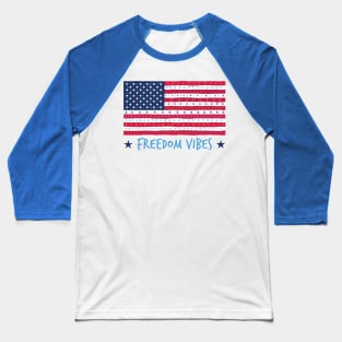American Flag "Freedom Vibes" Baseball T-Shirt